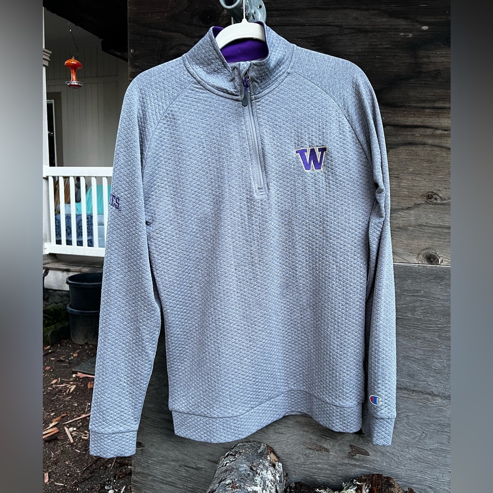 Champion Authentic Athleticwear Diamond Knit University WA Pullover Gray Small